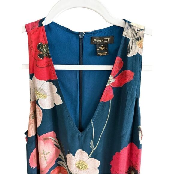 AsbyDF Womens Field Of Poppies Print Silk Juliet Maxi Dress Size Medium - Picture 14 of 16